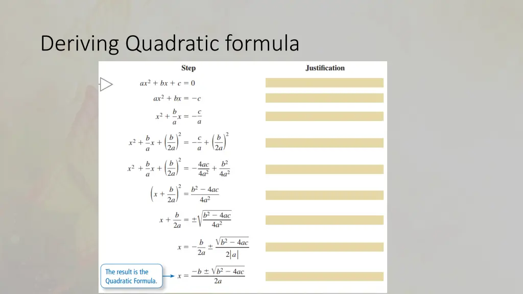deriving quadratic formula