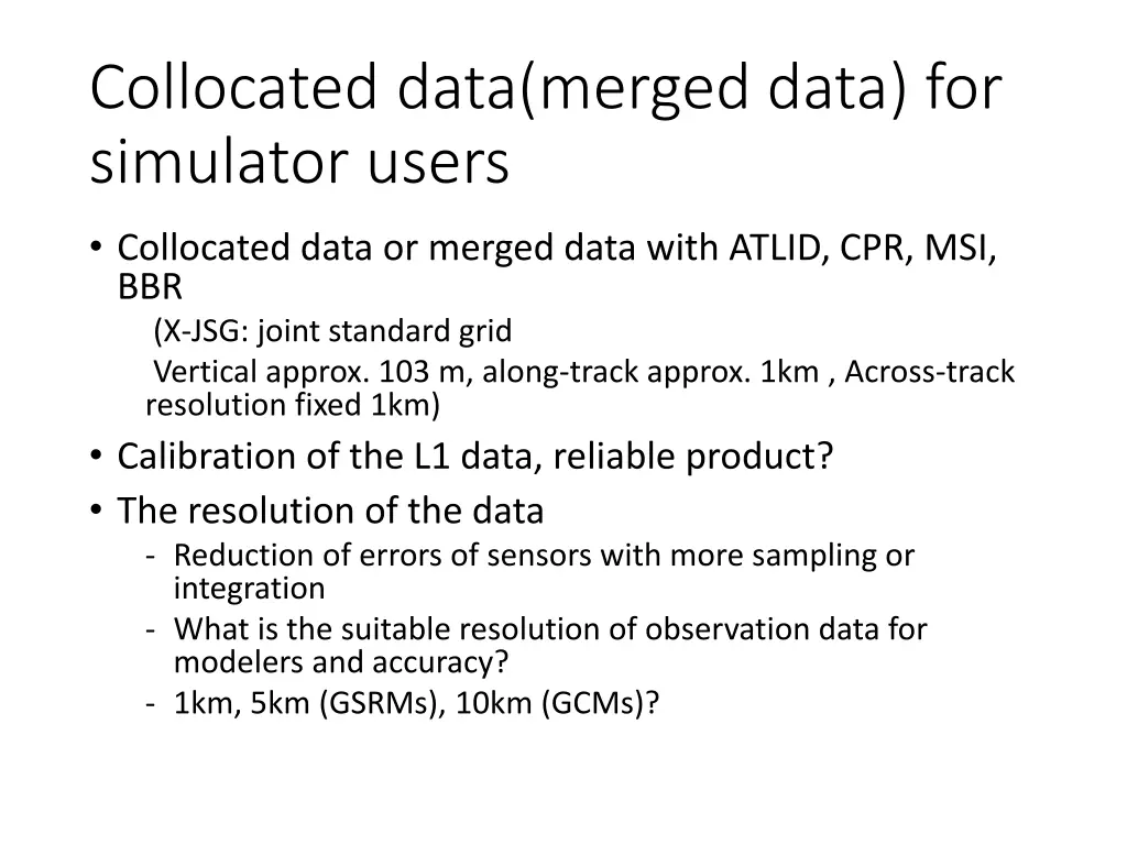 collocated data merged data for simulator users