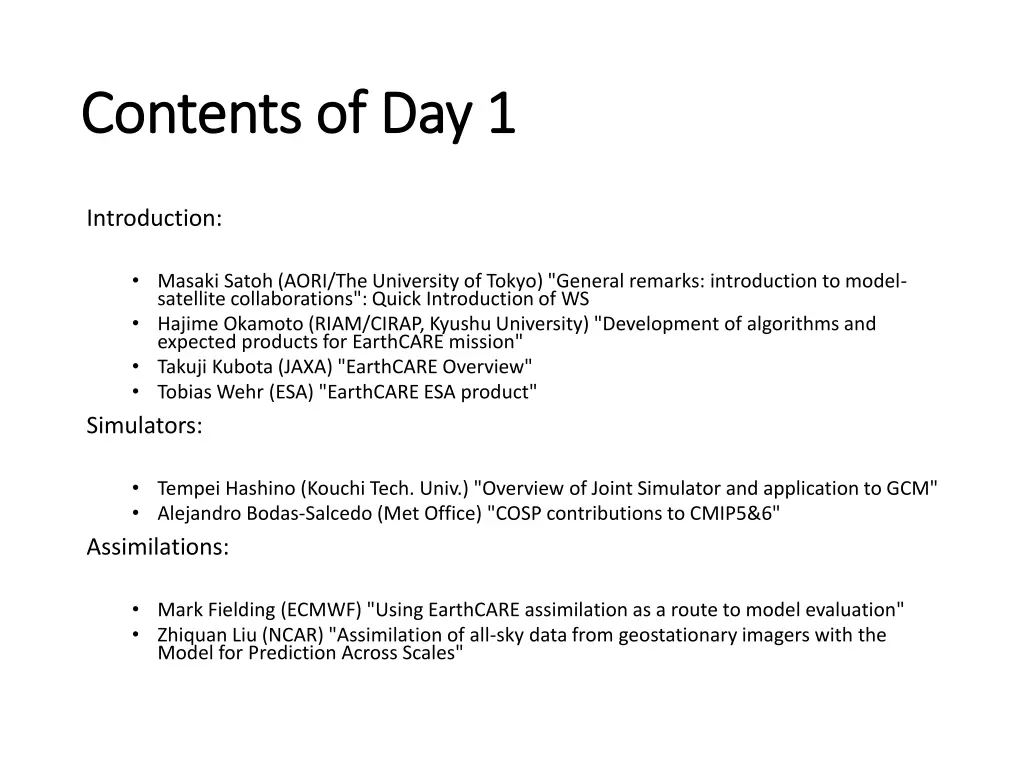 contents of day 1 contents of day 1