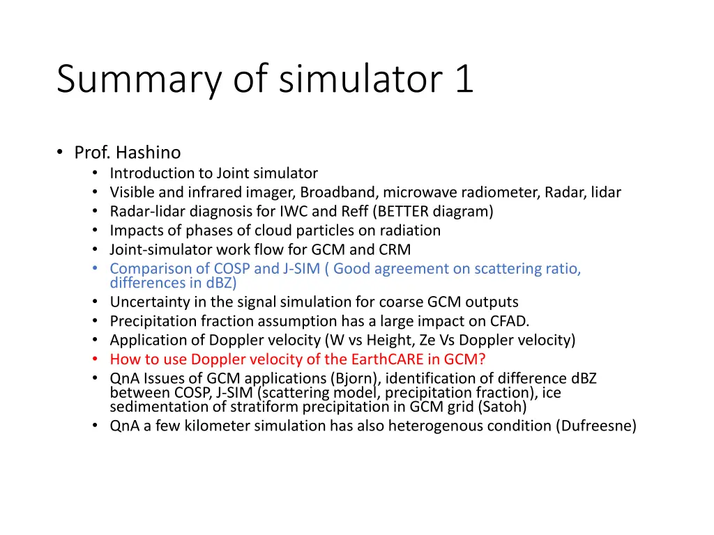 summary of simulator 1
