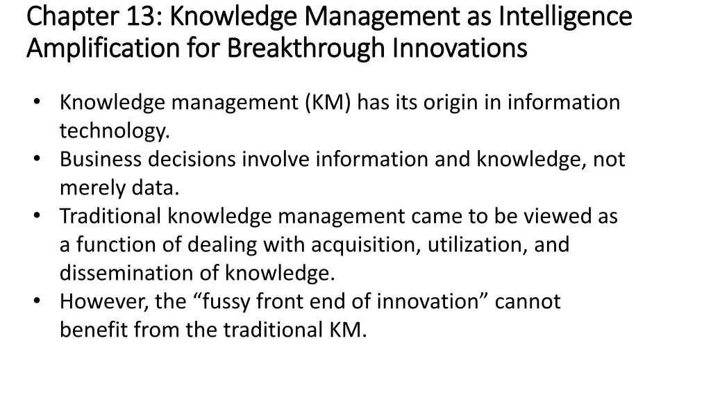 chapter 13 knowledge management as intelligence