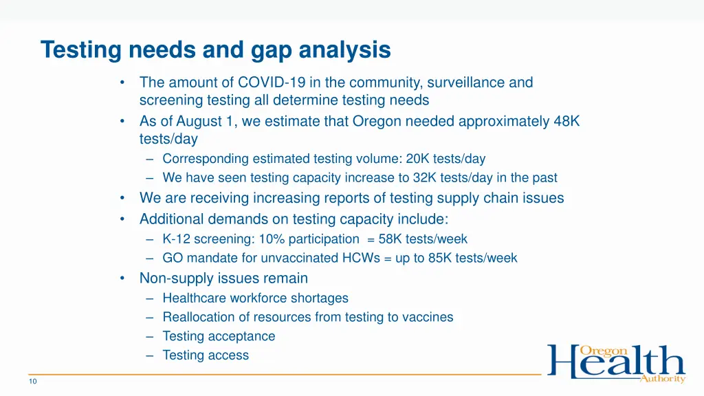 testing needs and gap analysis