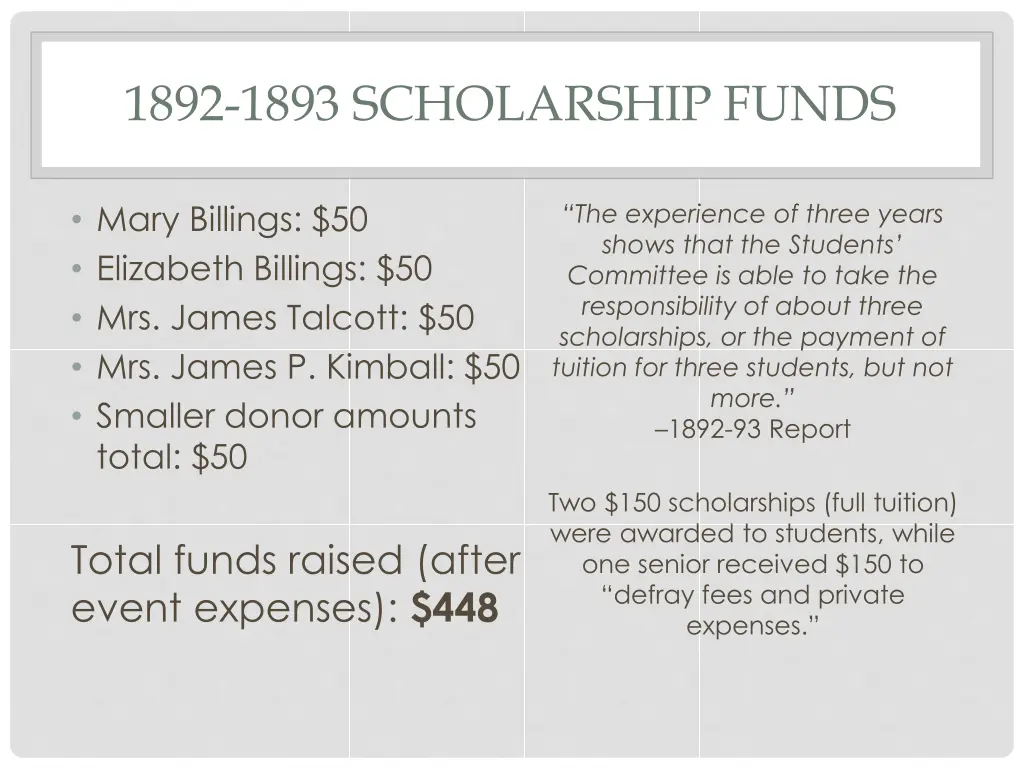 1892 1893 scholarship funds
