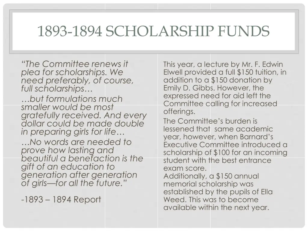 1893 1894 scholarship funds