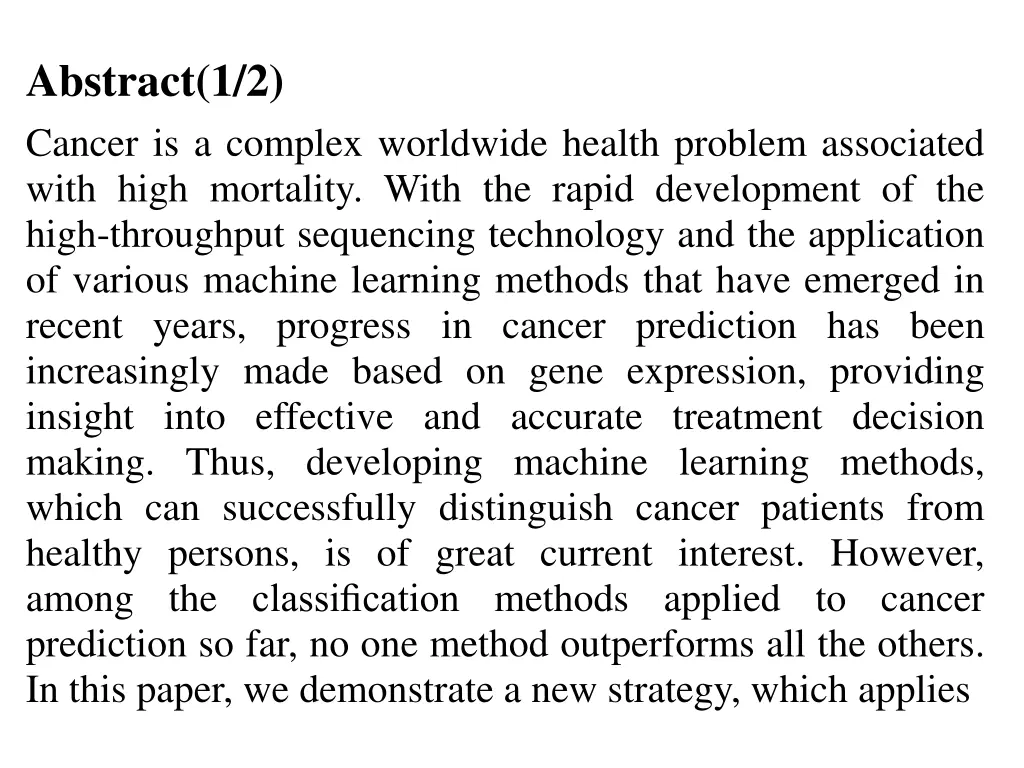 abstract 1 2 cancer is a complex worldwide health