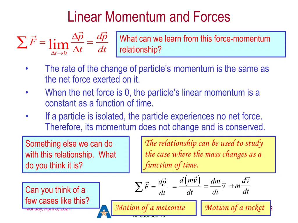 linear momentum and forces