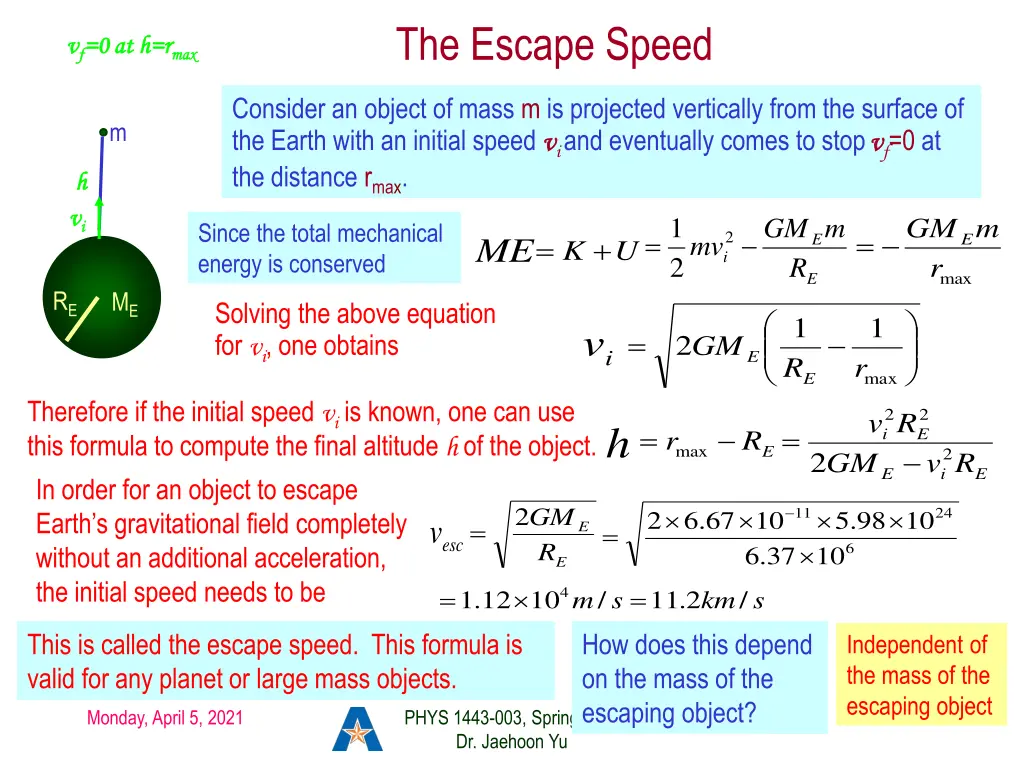 the escape speed