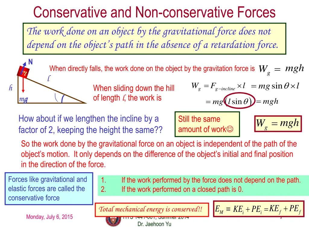 conservative and non conservative forces the work