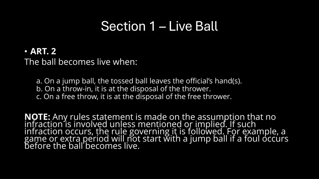 section 1 live ball 1