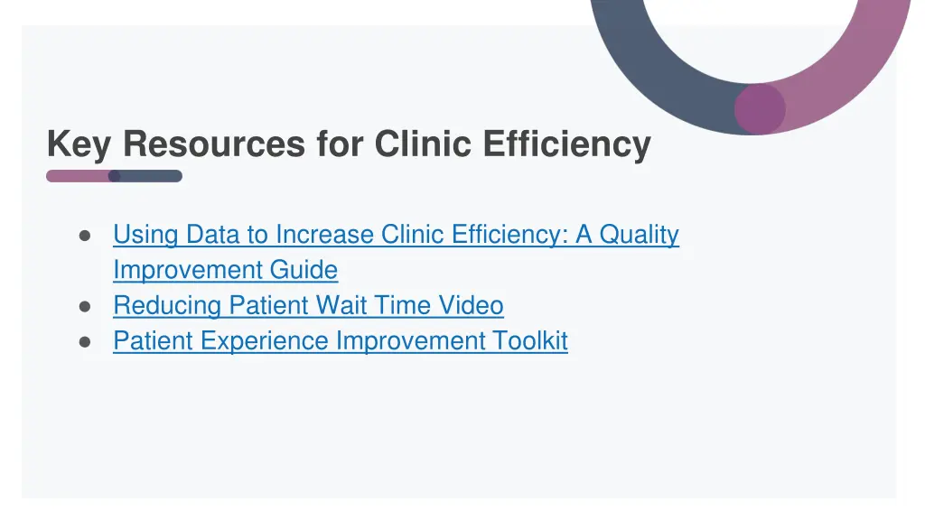 key resources for clinic efficiency