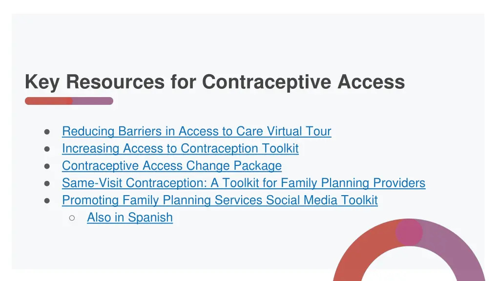 key resources for contraceptive access