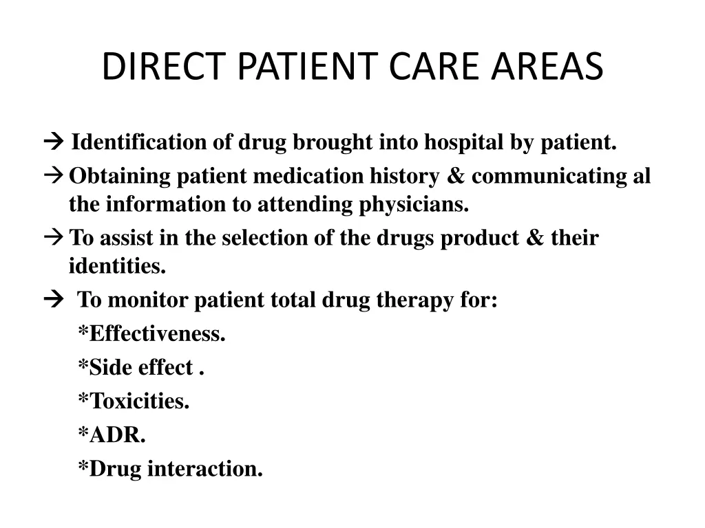direct patient care areas