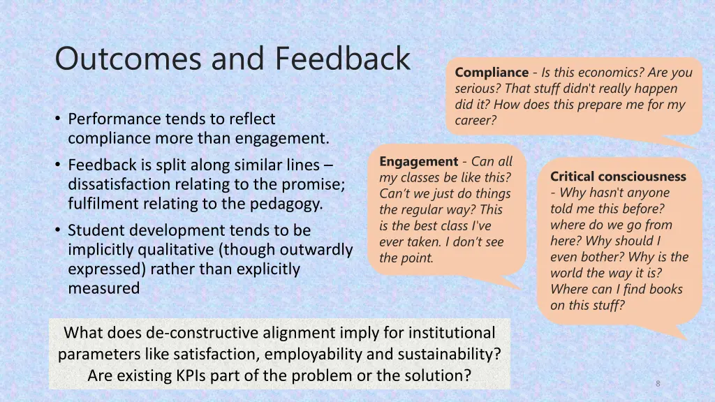 outcomes and feedback