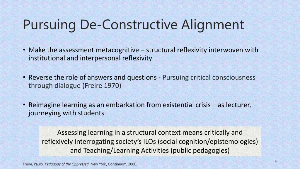 pursuing de constructive alignment
