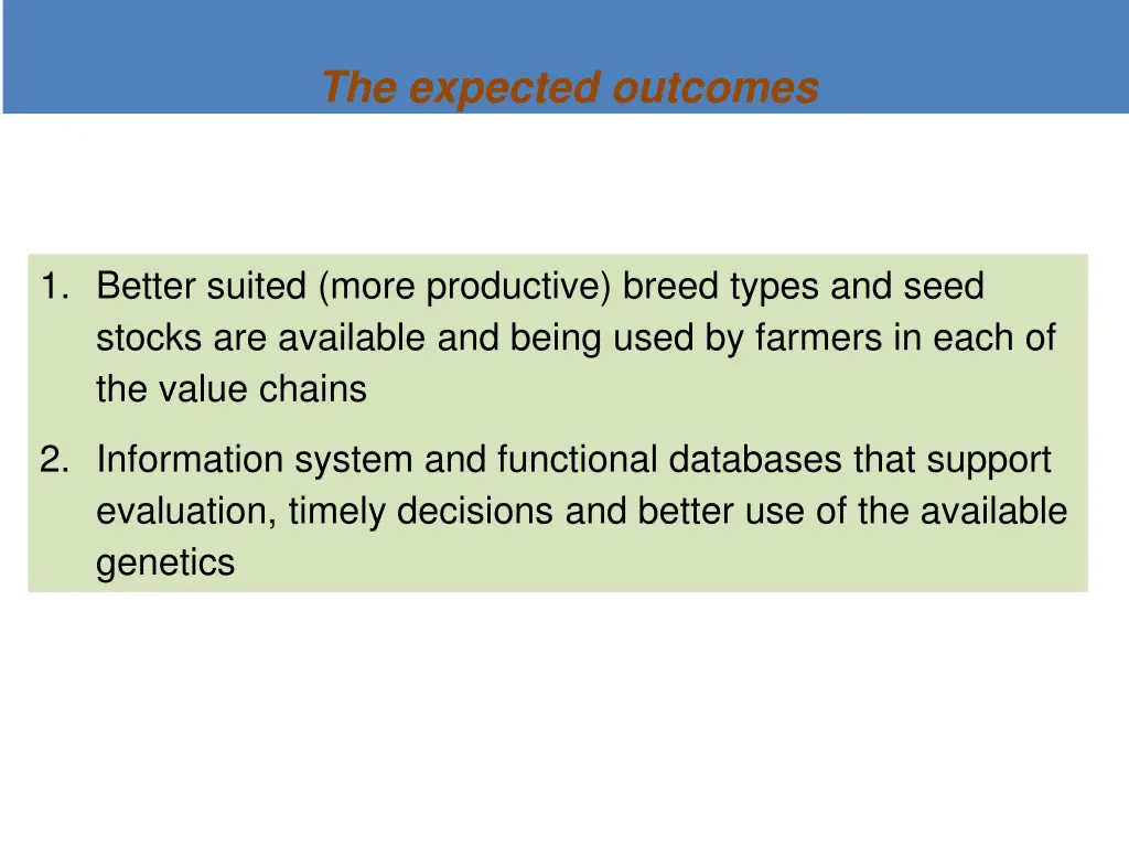 the expected outcomes