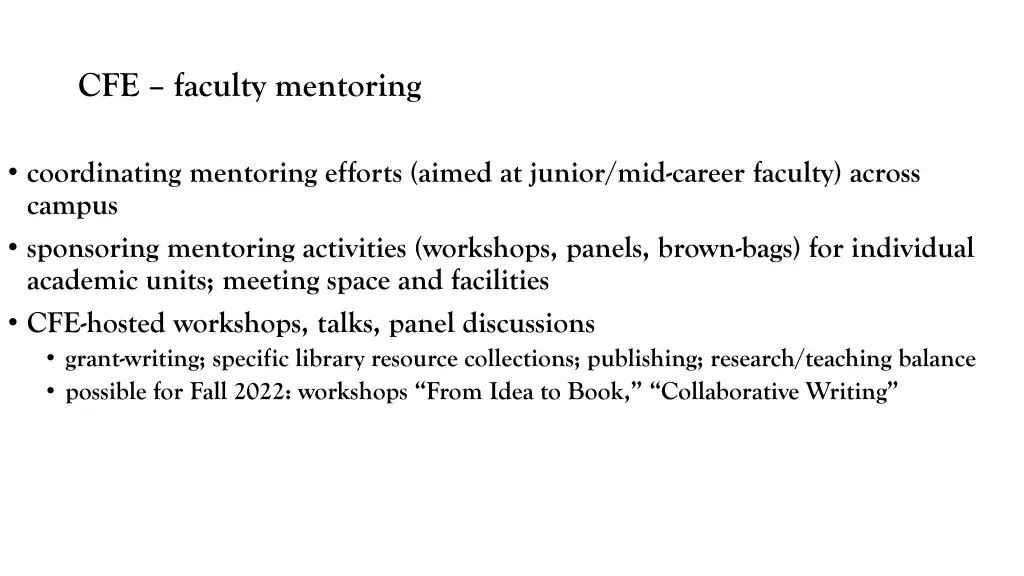 cfe faculty mentoring