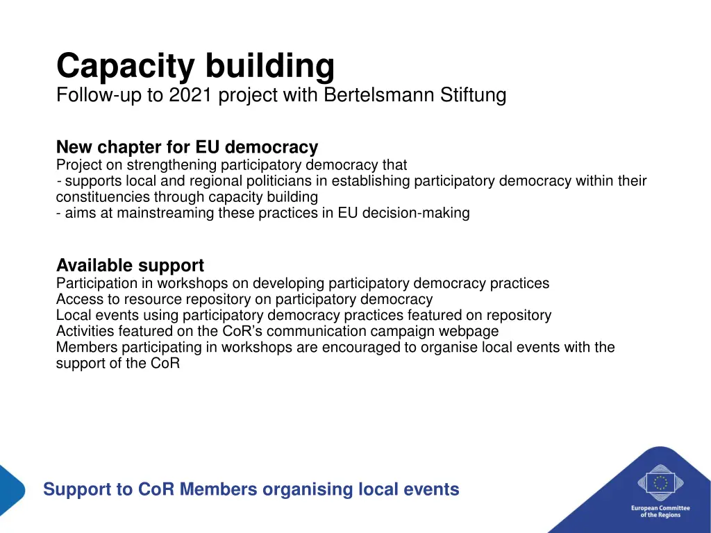 capacity building follow up to 2021 project with