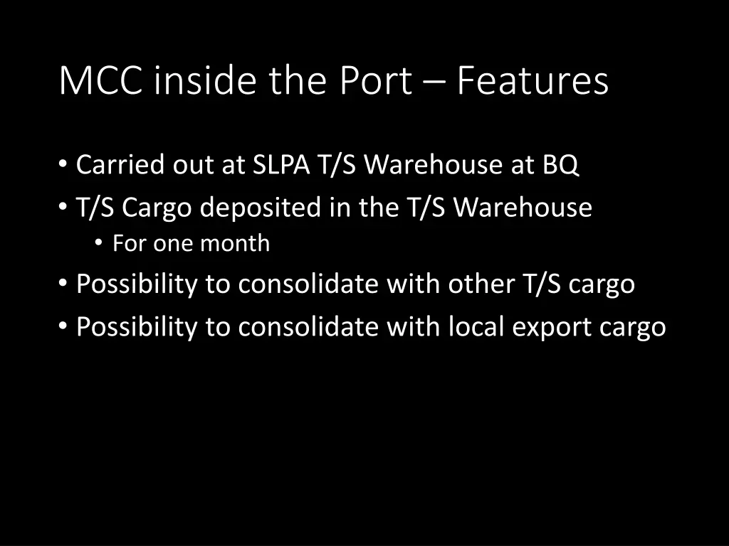 mcc inside the port features