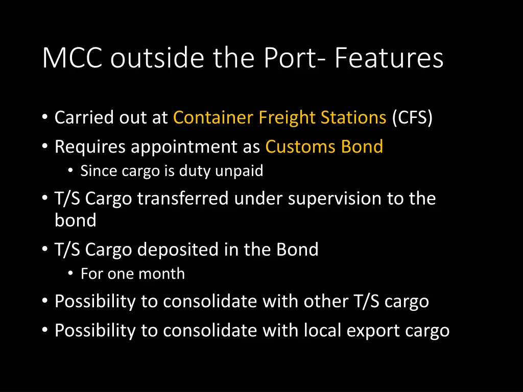 mcc outside the port features
