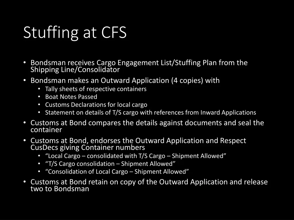 stuffing at cfs