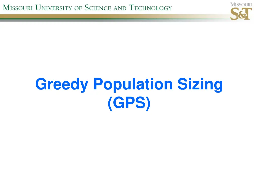 greedy population sizing gps