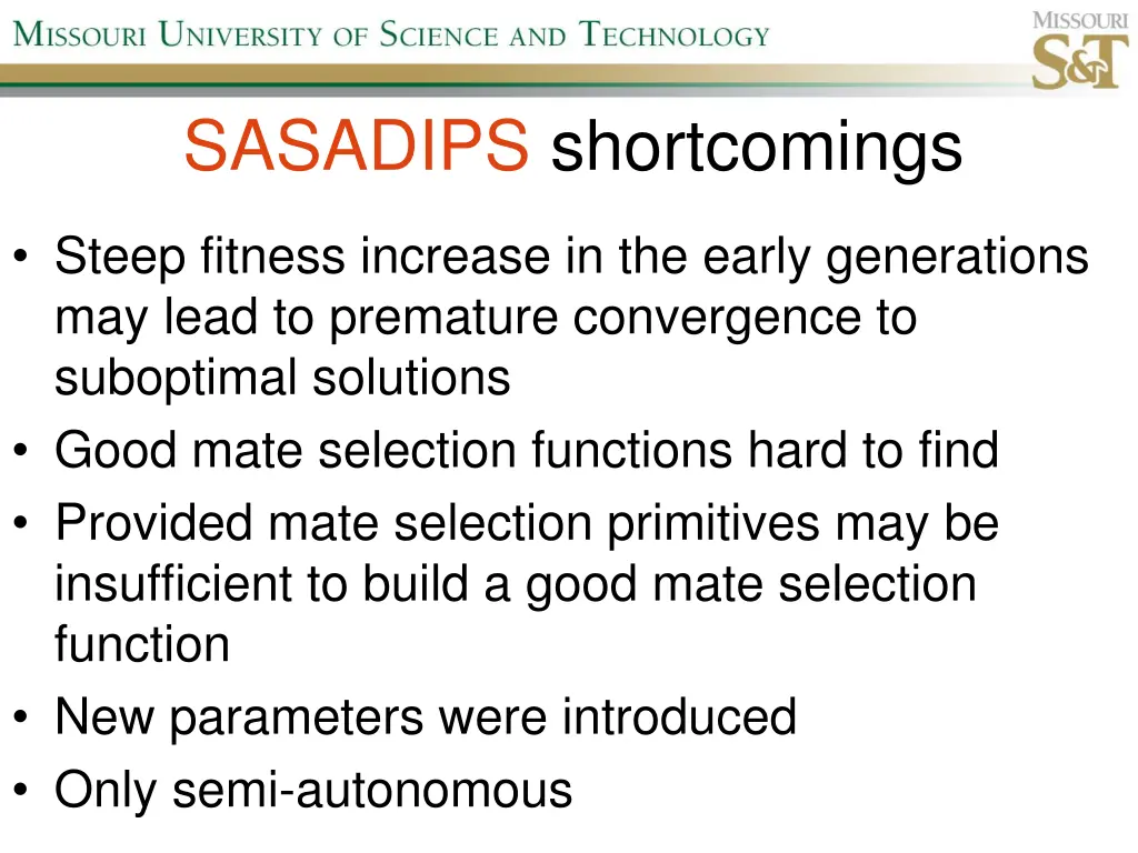 sasadips shortcomings