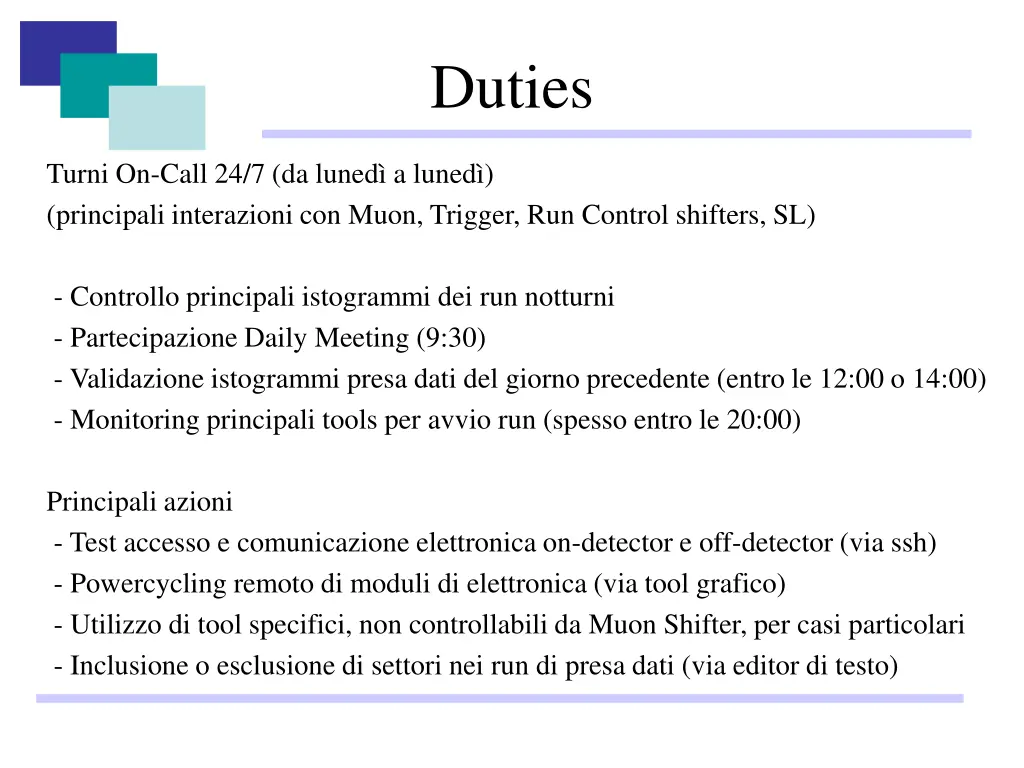 duties