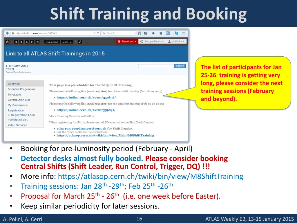 shift training and booking