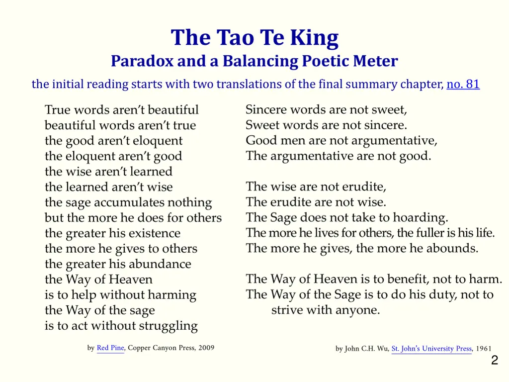 the tao te king paradox and a balancing poetic