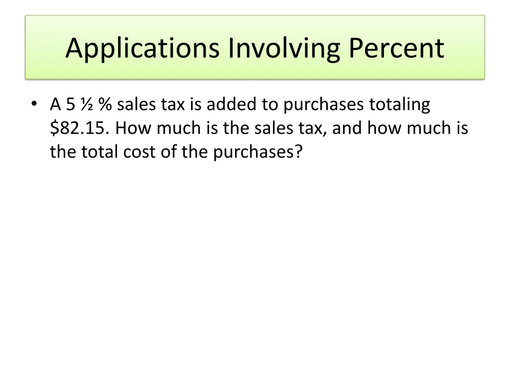 applications involving percent 5
