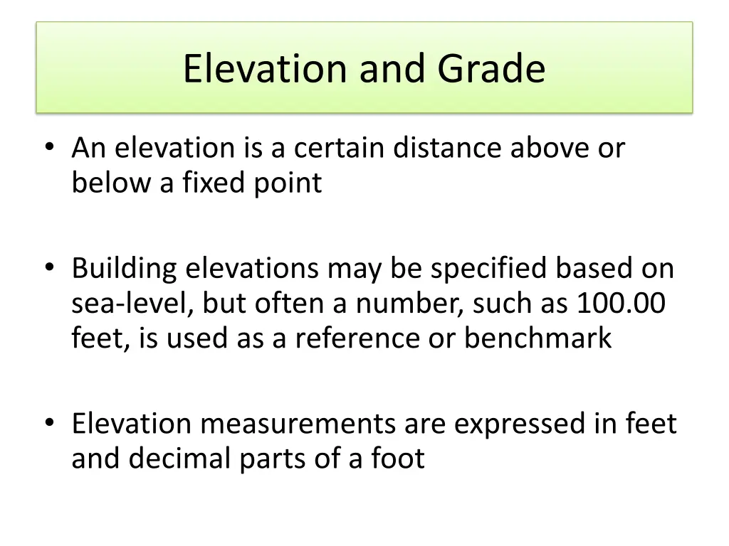 elevation and grade