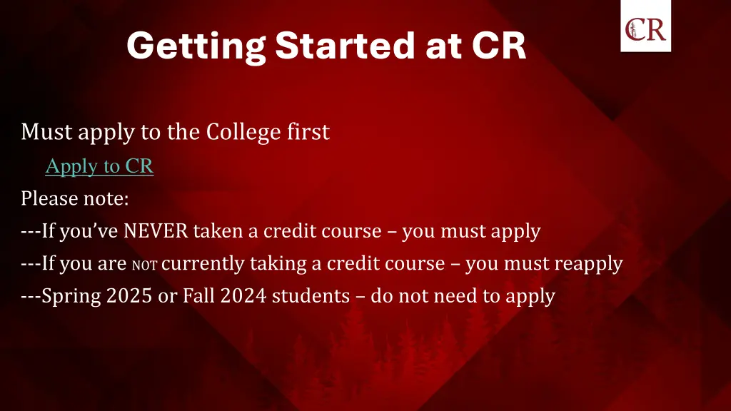 getting started at cr
