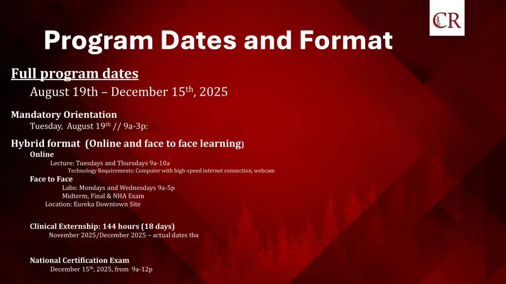program dates and format full program dates