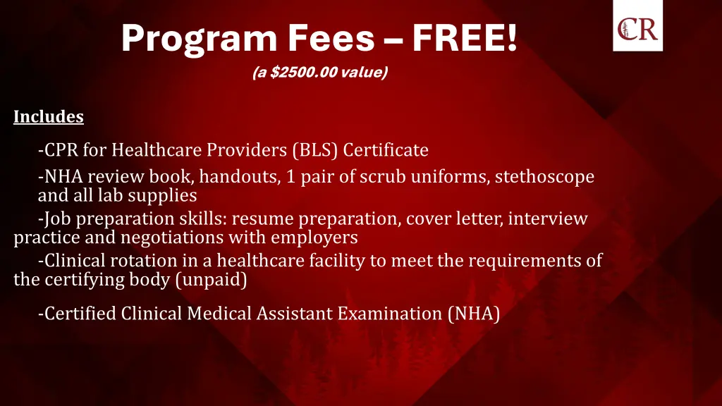 program fees free a 2500 00 value