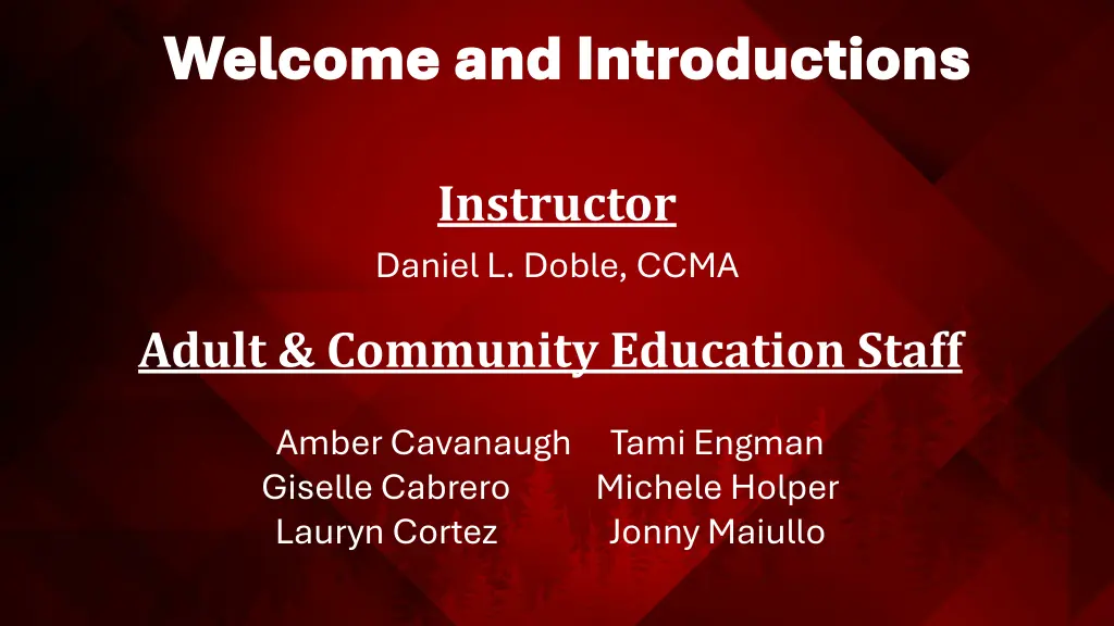 welcome and introductions welcome