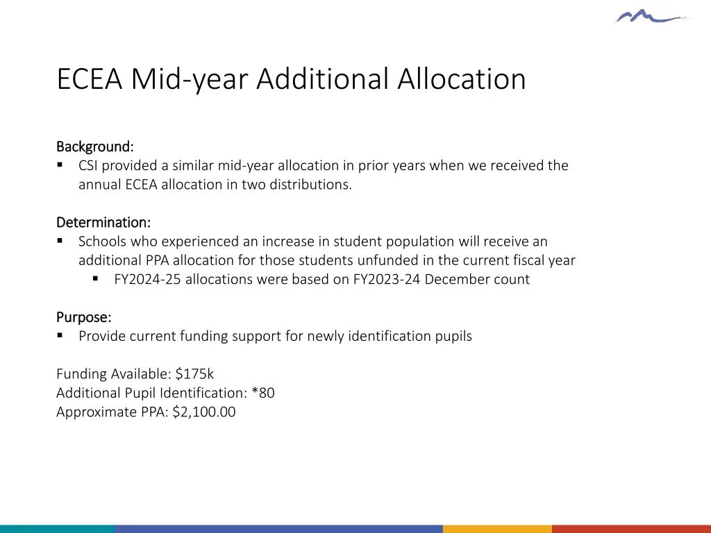 ecea mid year additional allocation