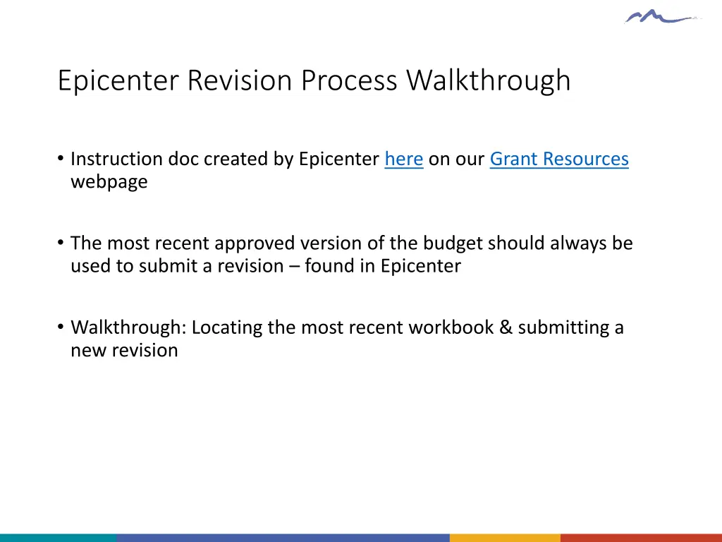 epicenter revision process walkthrough