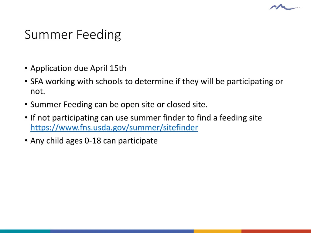 summer feeding