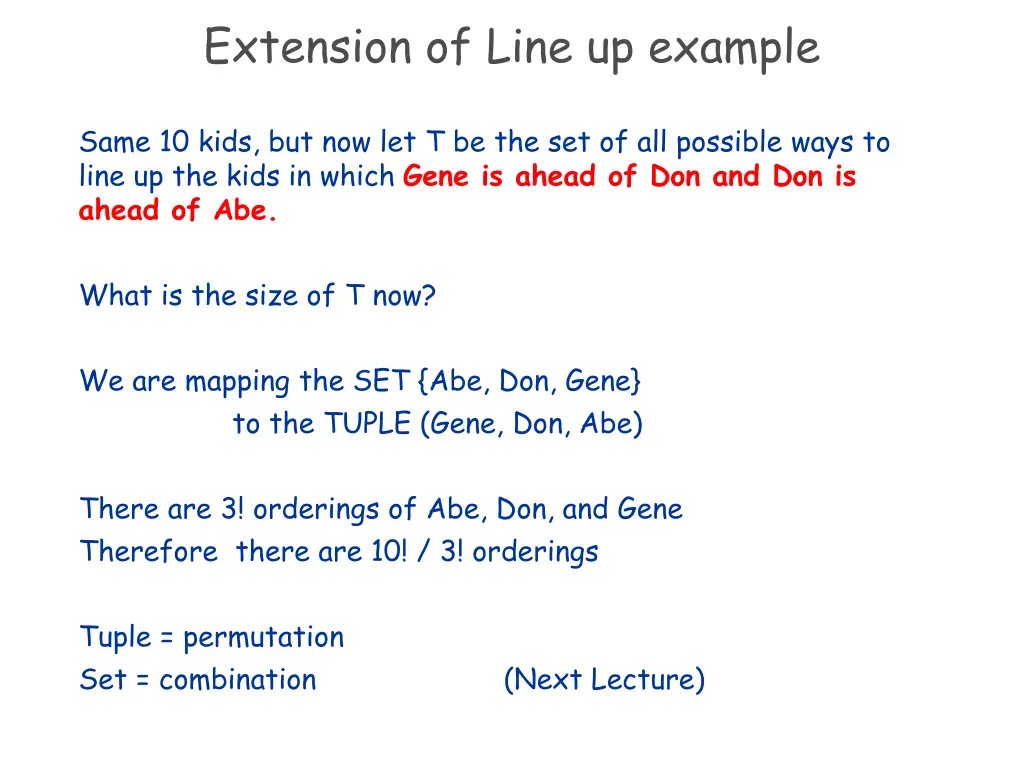 extension of line up example