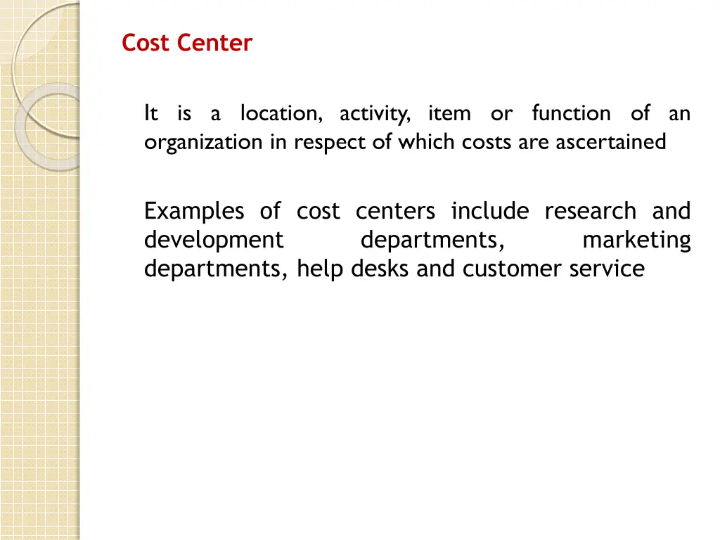 cost center