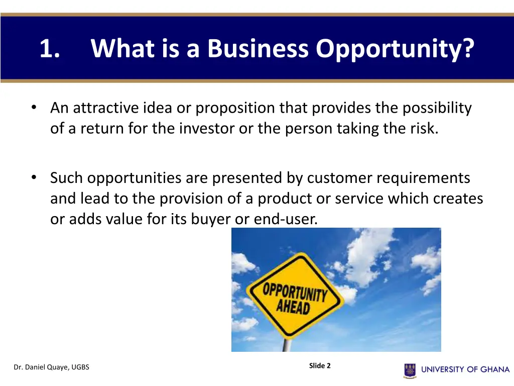 1 what is a business opportunity