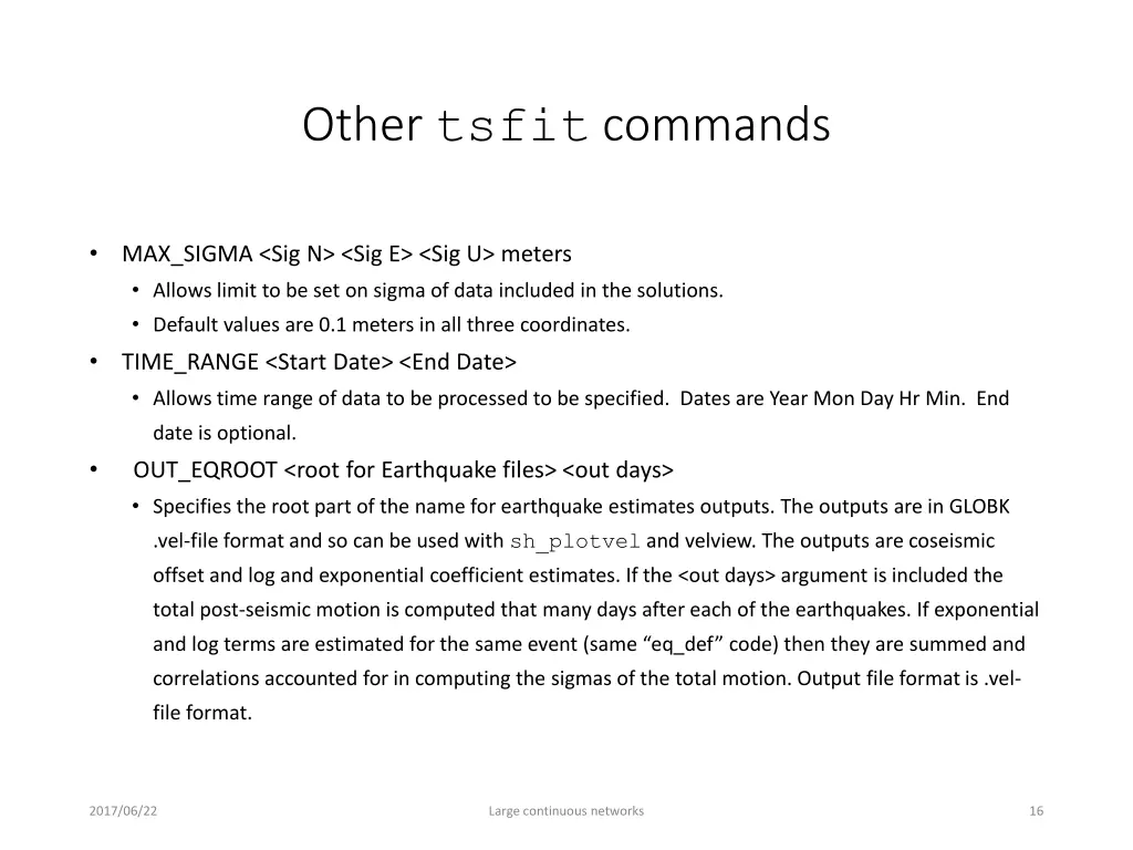 other tsfit commands 1