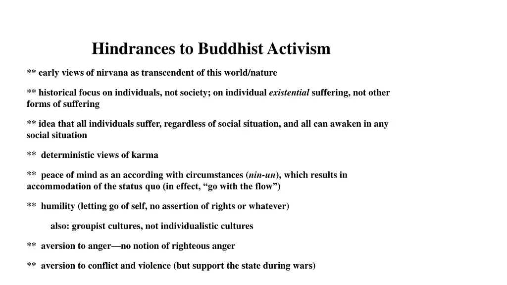 hindrances to buddhist activism