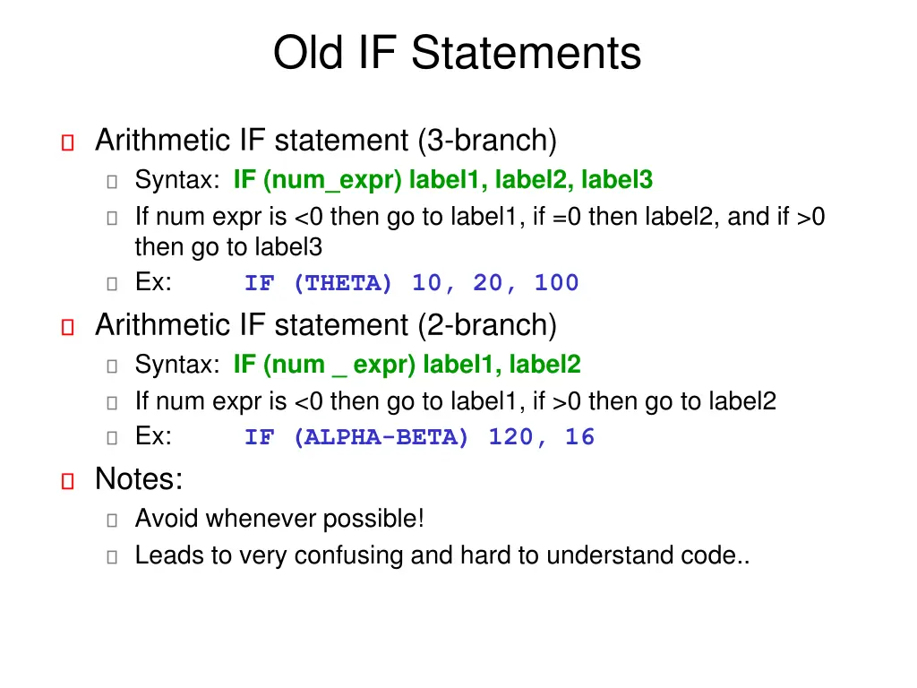 old if statements