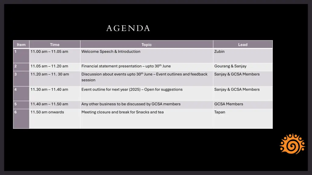 agenda