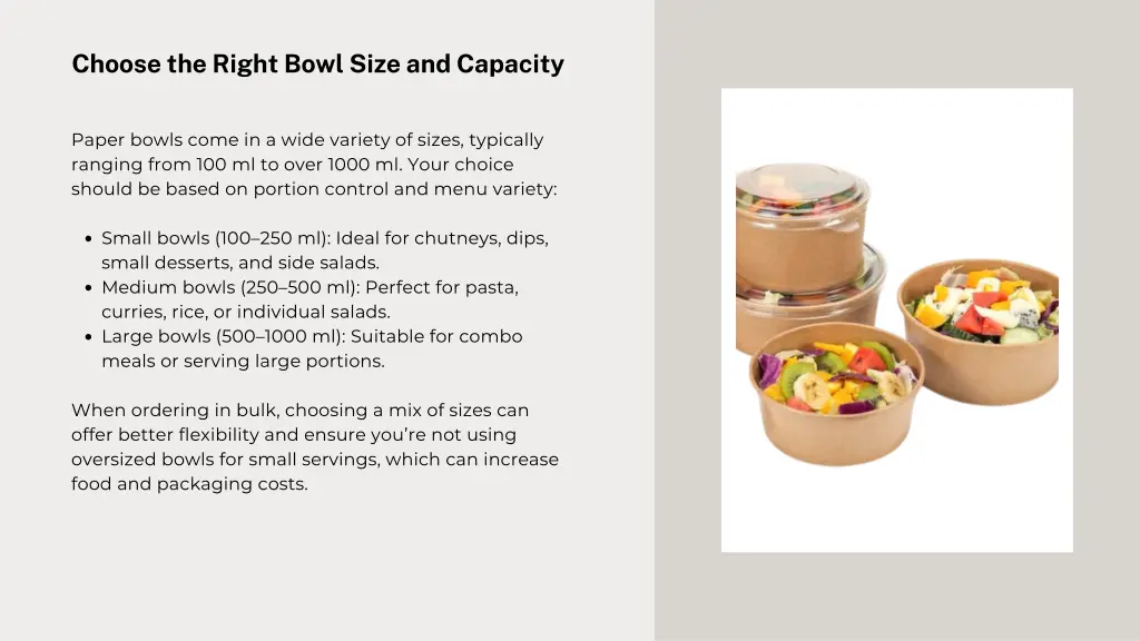 choose the right bowl size and capacity