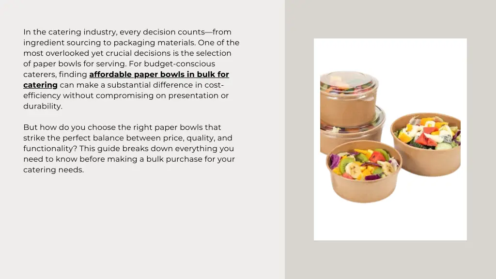 in the catering industry every decision counts