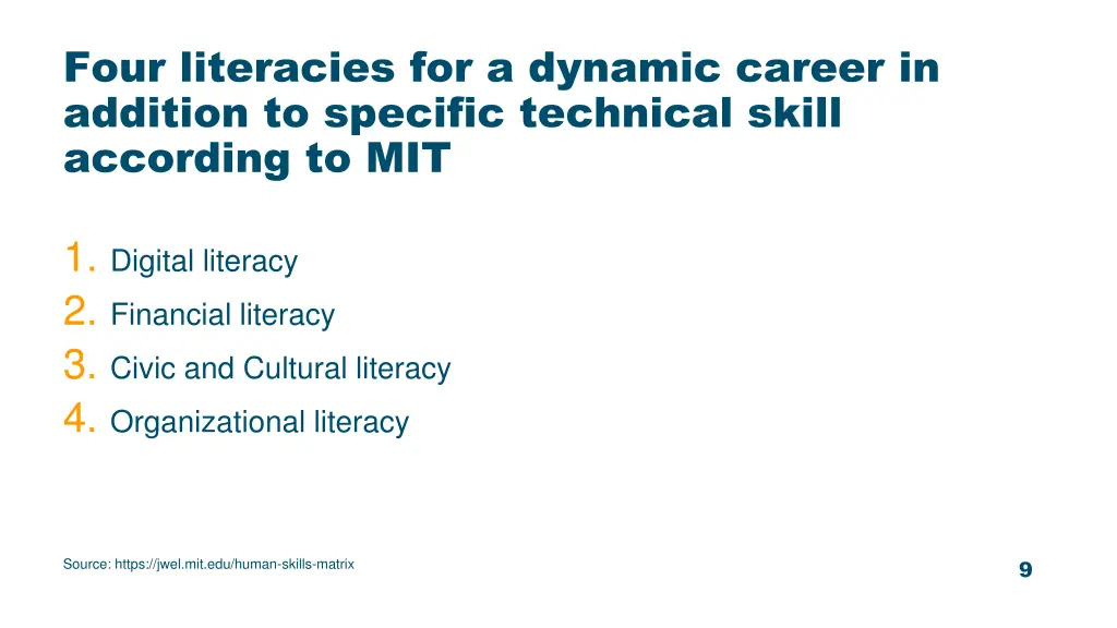 four literacies for a dynamic career in addition