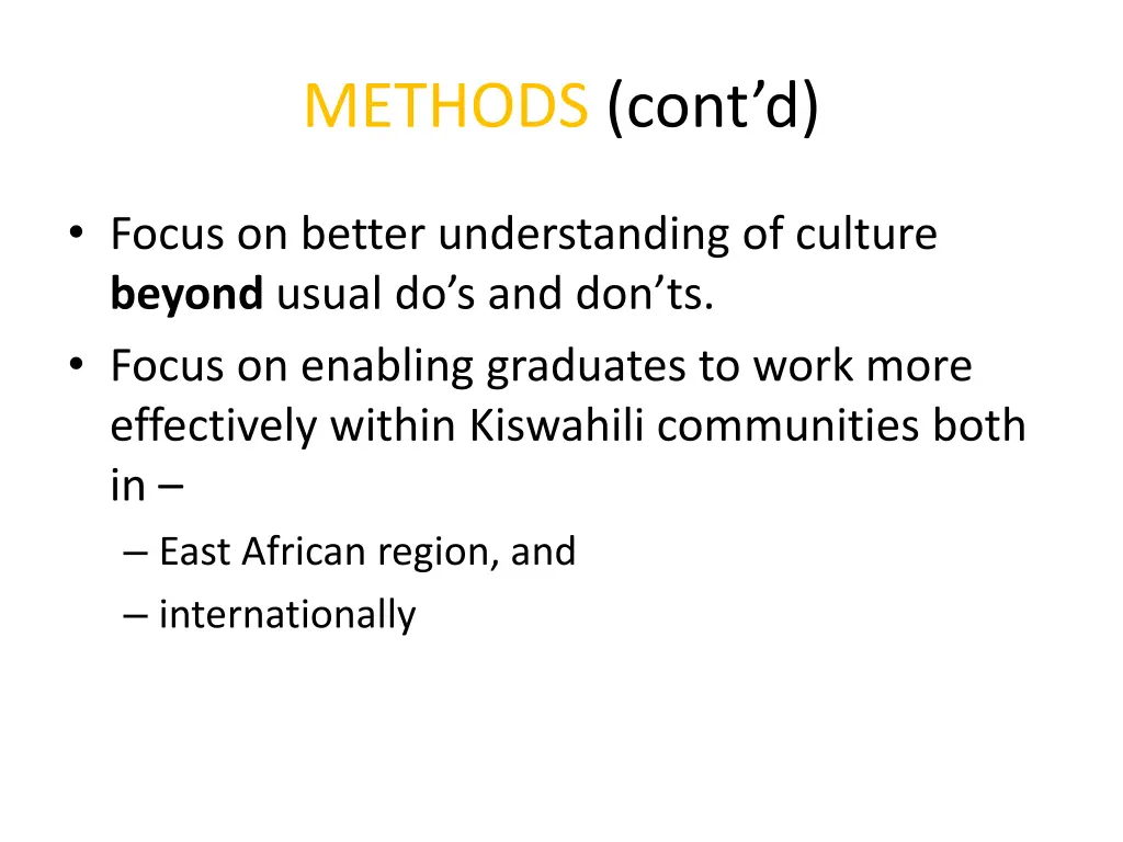 methods cont d