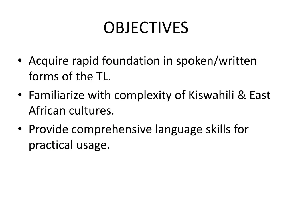 objectives